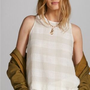 Cloth & Stone Cream Plaid Tank Top